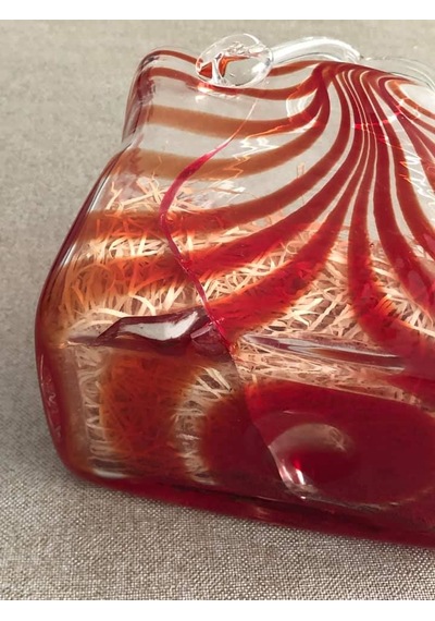Fifth Avenue Crystal Vintage El Boyama Kırmızı Cam Vazo Çanta