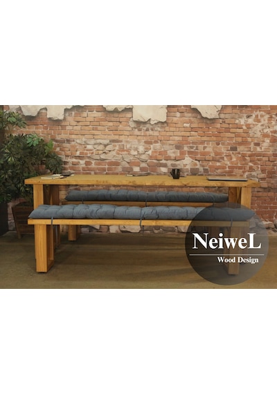 Neiwel Niel Doğal Ahşap Banklı Toplantı Masasıı x 120 x 220 Açık Ceviz