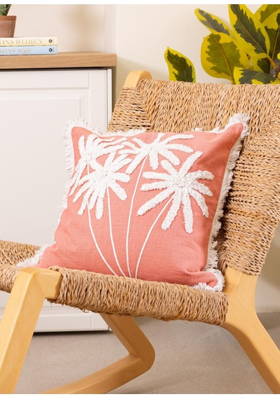 The Mia Bohem Palmiye Desenli Kırlent Somon 45 X 45 Cm Somon