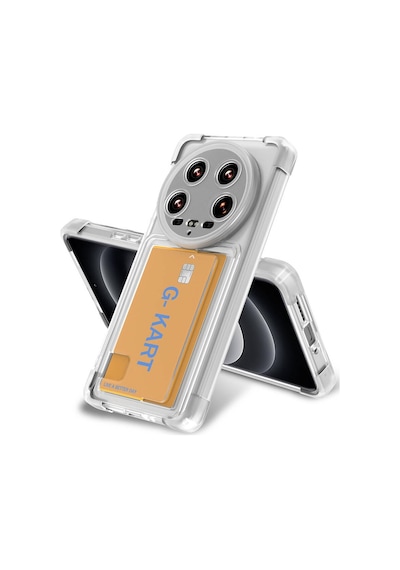 Xiaomi Mi 14 Ultra Kılıf Airbag Tasarımlı Şeffaf Kartlıklı Şık Tasarımlı Kapak G-kart