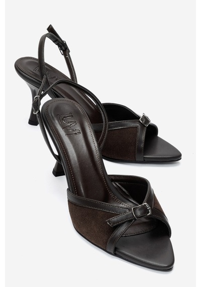 Luvi Shoes Ulea Kahverengi Cilt Süet Kadın İnce Topuklu Ayakkabı
