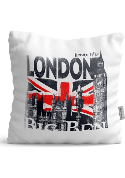 Kişiye Özel London Tasarımlı Beyaz Saten Yastık - 3