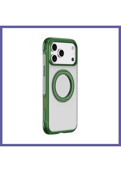 Bezos Joko İphone 18 Pro/17 Pro Uyumlu Airbag Ring Yüzüklü Magsafe Kapak - Yeşil Nıda