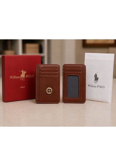 Williampolo Minimal Hakiki Deri Unisex Kartlık Taba