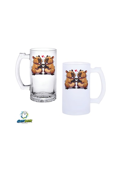 Capybara Kulplu Bira Bardağı Buzlu Veya Şeffaf Seçenekli 0279