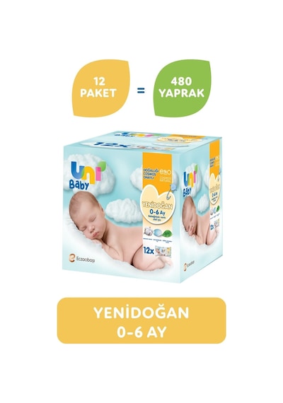 Uni Baby Yenidoğan Islak Mendil 12'Li 480 Yaprak