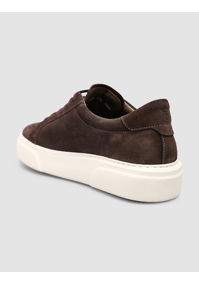 Monamae %100 Hakiki Süet Deri Kahverengi Kadın Sneaker Kahverengi