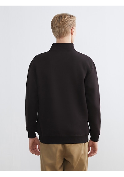 Lcw Vision Kahverengi Dik Yaka Baskılı Erkek Kalın Sweatshirt