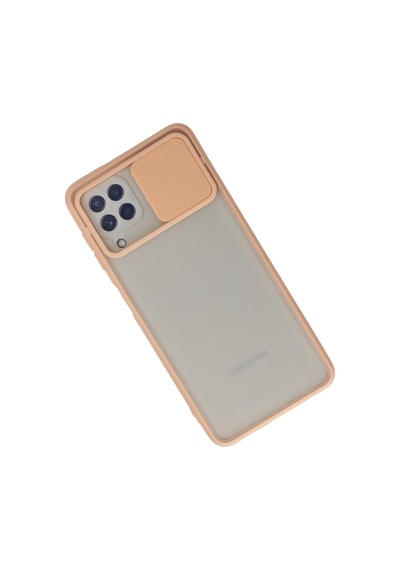 Samsung Galaxy  Uyumlu,  A22 Kılıf Palm Buzlu Kamera Sürgülü Silikon - Pembe