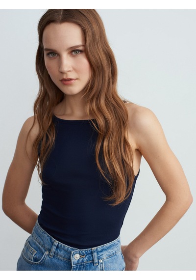 Dilvin 21048 Halter Yaka Top-lacivert Lacivert