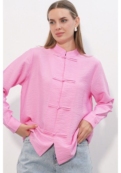 Hiccup Bdart Viskoz Naylon Gömlek Pembe