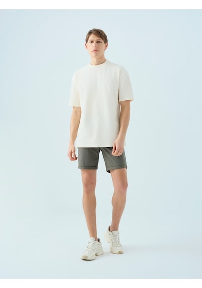 Oversize Fit Erkek Tshirt K.kol Ekru