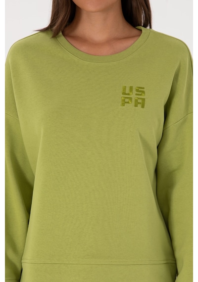 U.S. Polo Assn. Kadın Fıstık Yeşili Bisiklet Yaka Basic Sweatshırt 50313565-VR087