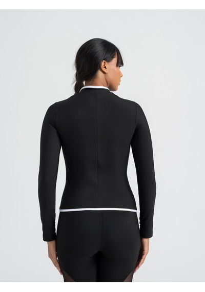 Lismina Lineedge Zip Beyaz Biyeli Siyah Uzun Kollu Spor Ceket Siyah - Beyaz
