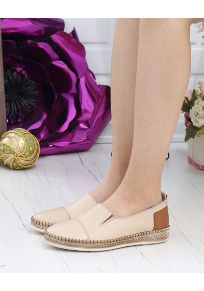 Nesil Shoes Syg P41 Bej Hakiki Deri Kadın Ayakkabı-bej Bej