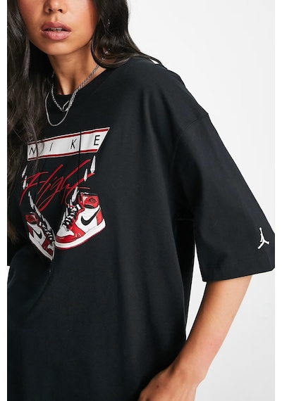 Nike Jordan Flight Women's Oversized T-shirt Kadın Grafik Logo Pamuklu Tişört Siyah