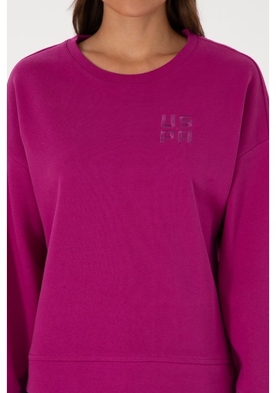 U.S. Polo Assn. Kadın Fuşya Bisiklet Yaka Basic Sweatshırt 50313565-VR023