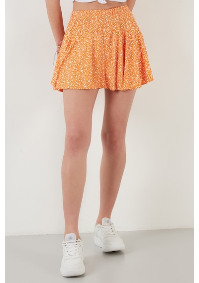 Lela Beli Lastikli Mini Şort Bayan Etek 5864024 Oranj