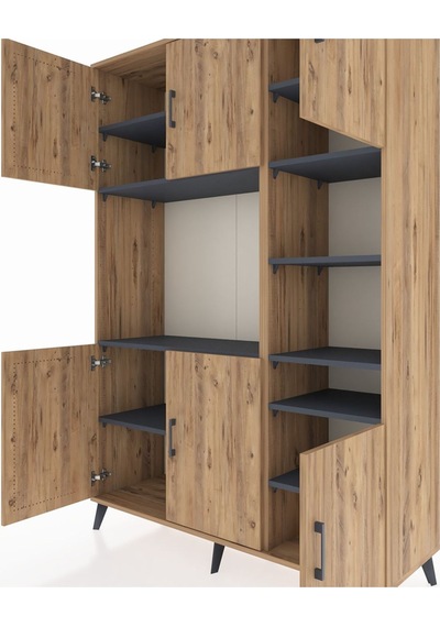 Hyperion Dolap 10 Raflı 6 Kapaklı 132x44x195 Çam-çam/antrasit Çam Hyperion Dolap 10 Raflı 6 Kapaklı 132x44x195 Çam-çam/antrasit Çam