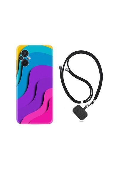 Xiaomi Poco M5 Kılıf İpli Boyun Askılı Desenli Silikon Renk Cümbüşü 1631