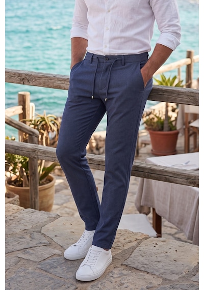 Rizzup Erkek Slim Fit Çizgili Lacivert Kumaş Pantolon İpli Esnek Bel Likralı Spor Pantolon 2700240 Rizzup Erkek Slim Fit Çizgili Lacivert Kumaş Pantolon İpli Esnek Bel Likralı Spor Pantolon 2700240