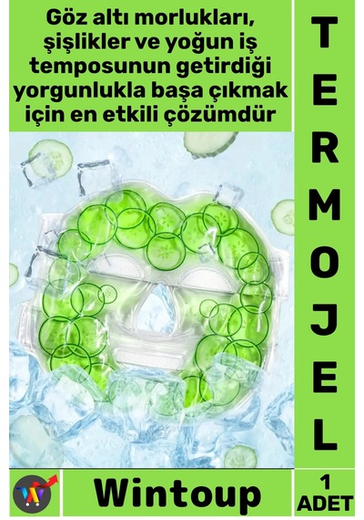 Termojel Göz Bakım Terapi Maskesi Soğuk Sıcak Kullanım Rahatlatıcı Jel Ped Salatalık Desen Termojel