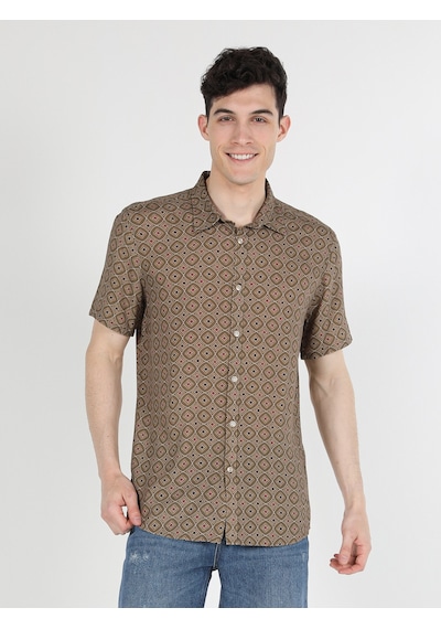 Colin's Regular Fit Desenli Bej Erkek Kısa Kol Gömlek CL1058252_Q1.V1_BEI Bej
