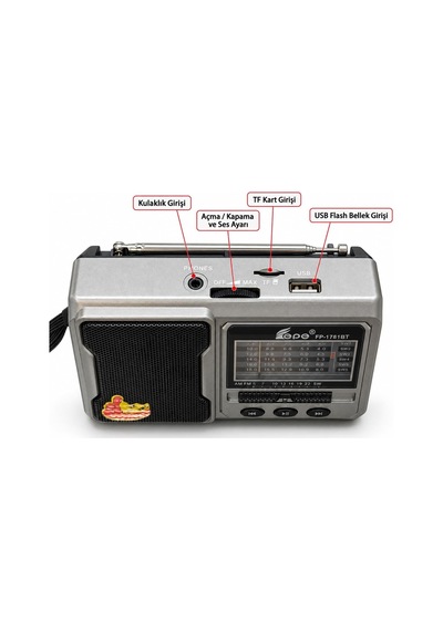 Fp-1781bt Mini Cep Radyosu Bluetooth Hoparlör Fm Radyo Led Işıklı Şarjlı Usb Micro Sd Mp3 Desteği Aux Kulaklık Çıkışı