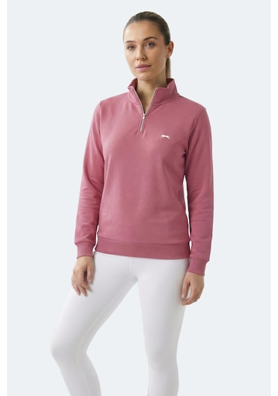 Slazenger Maxıs I Kadın Dik Yaka Fermuarlı Pembe Sweatshırt Pembe