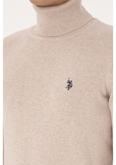 U.S. Polo Assn. Erkek Slim Fit Boğazlı Yaka Taş Melanj Kazak 50313640-VR225