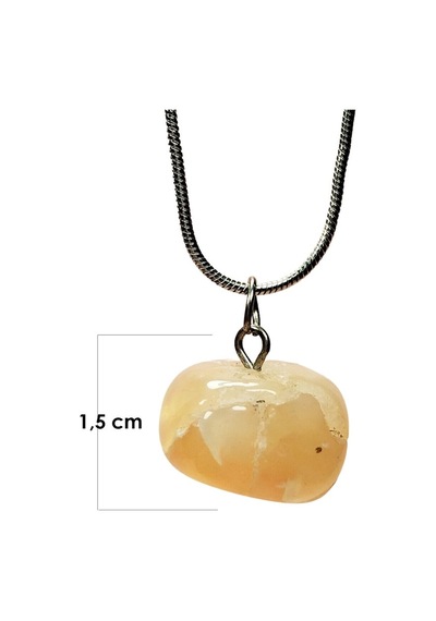 Kalsit Doğal Taşı Zincirli El Yapımı Kolye Uç: 1,5 Cm Zincir: 20 Cm Kutulu Diğer