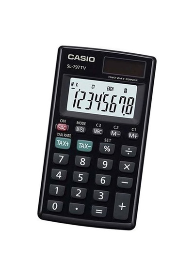 Casio SL-797TV-BK Cep Tipi 8 Hane Hesap Makinesi