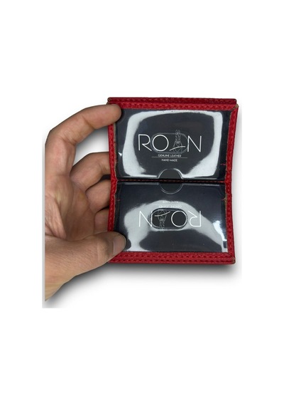 Roan Vegan Kartlık Minimalist Tasarım Şeffaf Kimlik Cepli Erkek Kredi Kartlık Ve Cüzdan Kırmızı