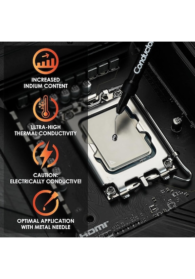 Conductonaut - Sıvı Metalden Yapılmış Alüminyum Termal İletken Macun Uygun Değil Büyük Soğutma Sistemleri Cpu, Gpu Yu Soğutmak İçin Sıvı Metal 5gram