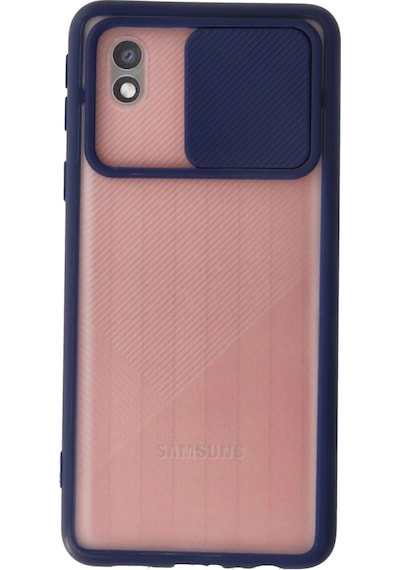 Samsung Galaxy A01 Core Kılıf Palm Buzlu Kamera Sürgülü Silikon - Lacivert