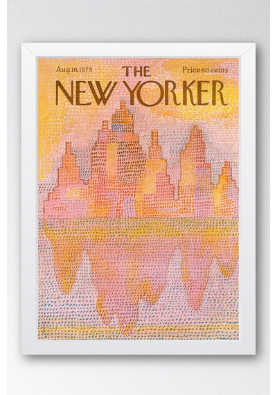 The New Yorker Çerçeveli Tablo August 18 1975 - Manhattan Şehir Silüeti Tablosu
