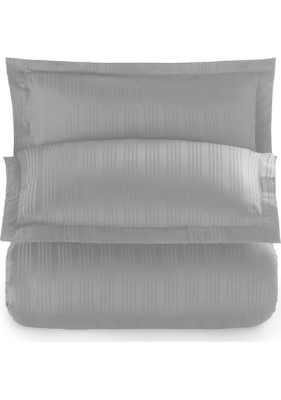 Pierre Cardin Çizgili Saten Nevresim Takımı Çift Kişilik Voyage Gri