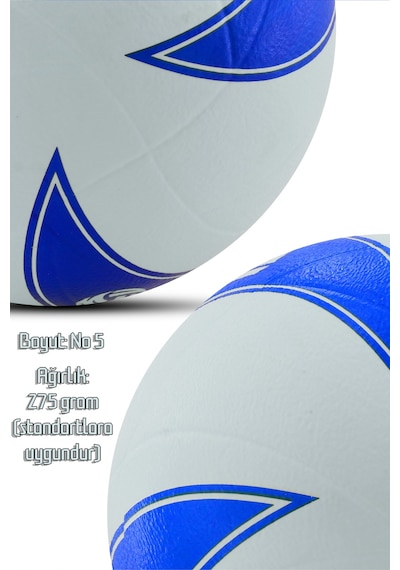 Voleybol Topu Pompalı Dahil Set Kauçuk Beta Dikişsiz Yekpare Üretim Beyaz-mavi