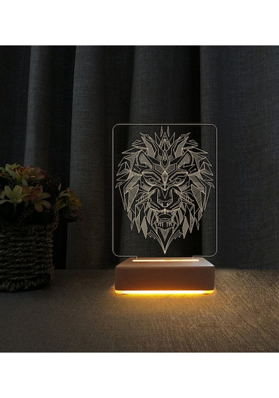 Aslan Tasarımlı Lamba 3d Led Masa Lambası Doğum Günü Hediyesi Lamba