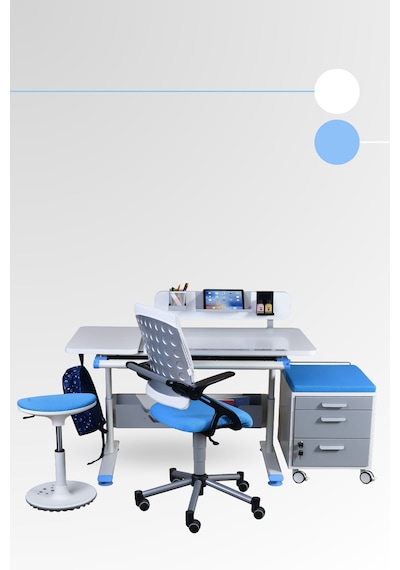 Creo Mobili Yükseklik Ve Eğim Ayarlı, Vega Premium Bilgisayar Ve Çalışma Masası Takımı Beyaz/mavi Gri Creo Mobili Yükseklik Ve Eğim Ayarlı, Vega Premium Bilgisayar Ve Çalışma Masası Takımı Beyaz/mavi Gri