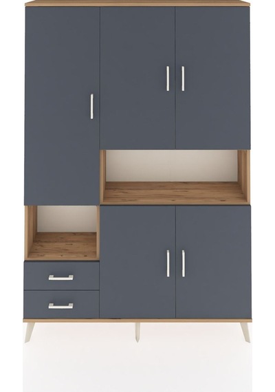 Arges Dolap 10 Raflı 2 Çekmeceli 5 Kapaklı 132x30x195 Çam-antrasit/antrasit Antrasıt/antrasıt