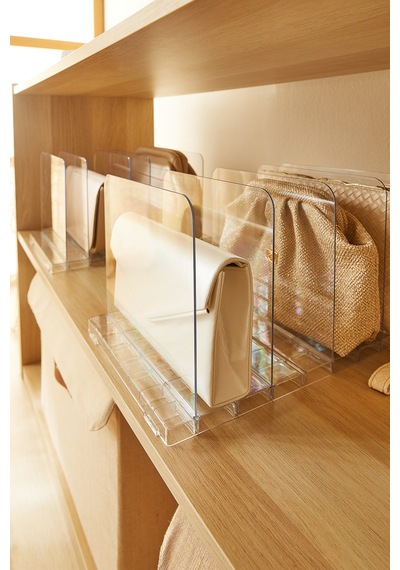 Ocean Home Textile 2'li Ayarlanabilir 4 Bölmeli Şeffaf Raf Düzenleyici Set 36 X 24 X 21 Cm