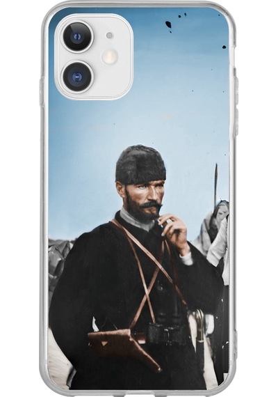 Apple Uyumlu iPhone 11  Atatürk Cephede Baskılı Silikon Kılıf Renkli