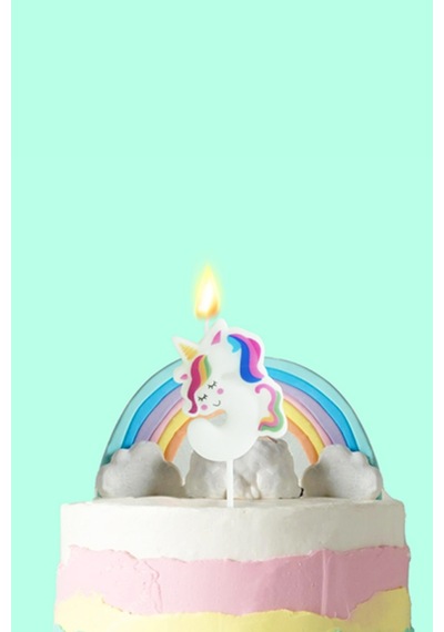 Beyaz 5 Rakamı Unicorn Figür Parti Mumu