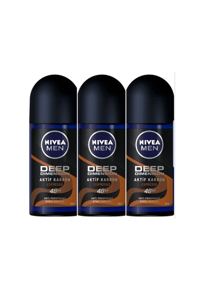 Nivea Men Deep Dimension Espresso Aktif Karbon Erkek Roll-On Deodorant 50 ML x 3