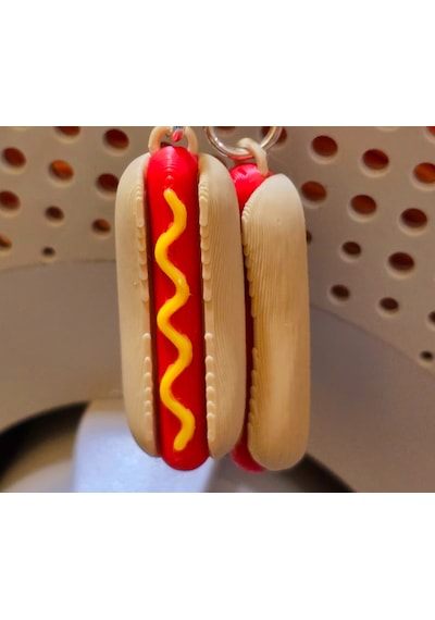 Sosisli Sandviç Hot Dog Küpe Çifti - Hardallı Ve Gerçekçi Tasarımlı Eğlenceli Aksesuar Kırmızı