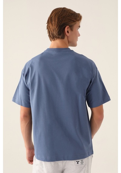Yale Buldogs İndigo Erkek T-shirt 5274-42827 Mavi