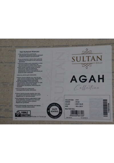Agah Serisi Kf422 Gri Mavi Parlak Halı Sultan Halı Renkli