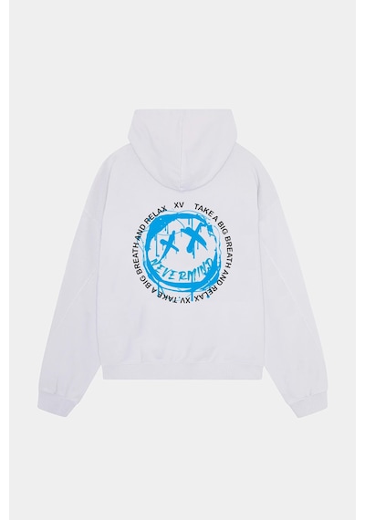 Nevermind Unisex Siyah Kapüşonlu Sweatshirt - Mavi Baskılı Oversize Hoodie Beyaz