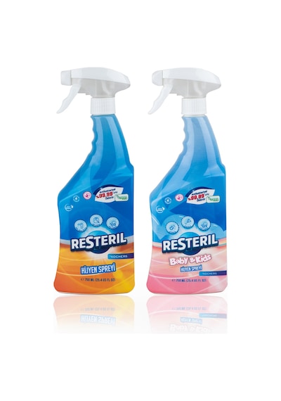 Resteril Doğal Alkolsüz Parfümsüz Bebek Alanı + Yüzey Hijyen Spreyi 2 x 750 ML